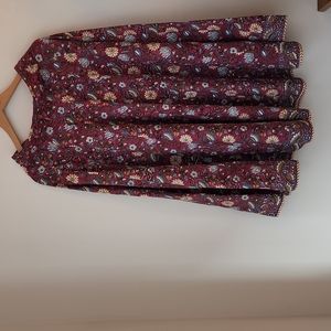 Indian floral hand printed  flared Cotton skirt